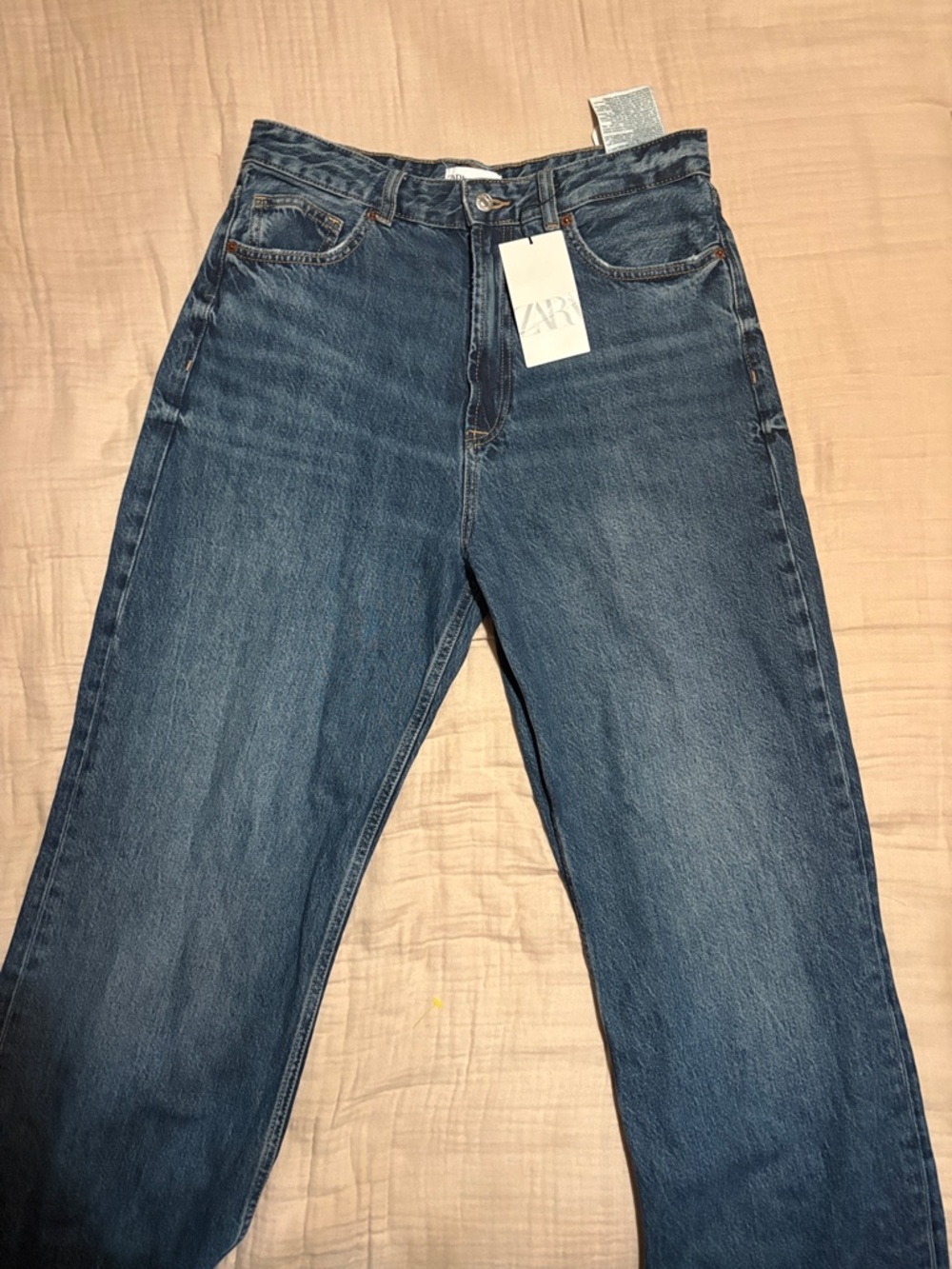Zara Dark Blue High-Rise Straight Jeans size 12 long! NWT